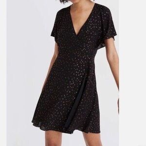 Madewell women’s cape Sleeve Metallic Dots Dress size 6